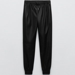 FAUX LEATHER JOGGING PANTS